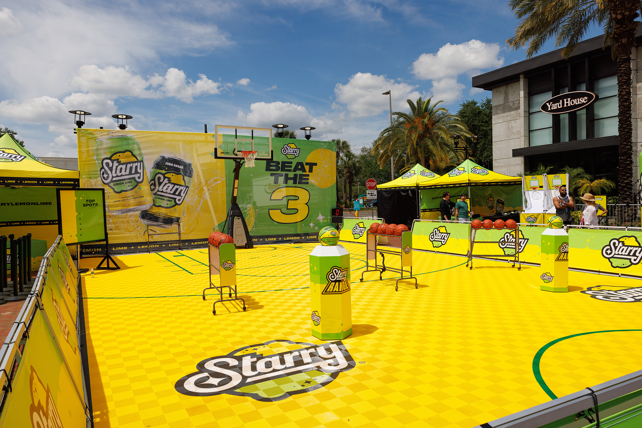 Starry Activation and Takeover in Mall Plaza - Dro Photo & Video Event Photographer's perspective of a Starry Soft Drink basketball court branded in Miami