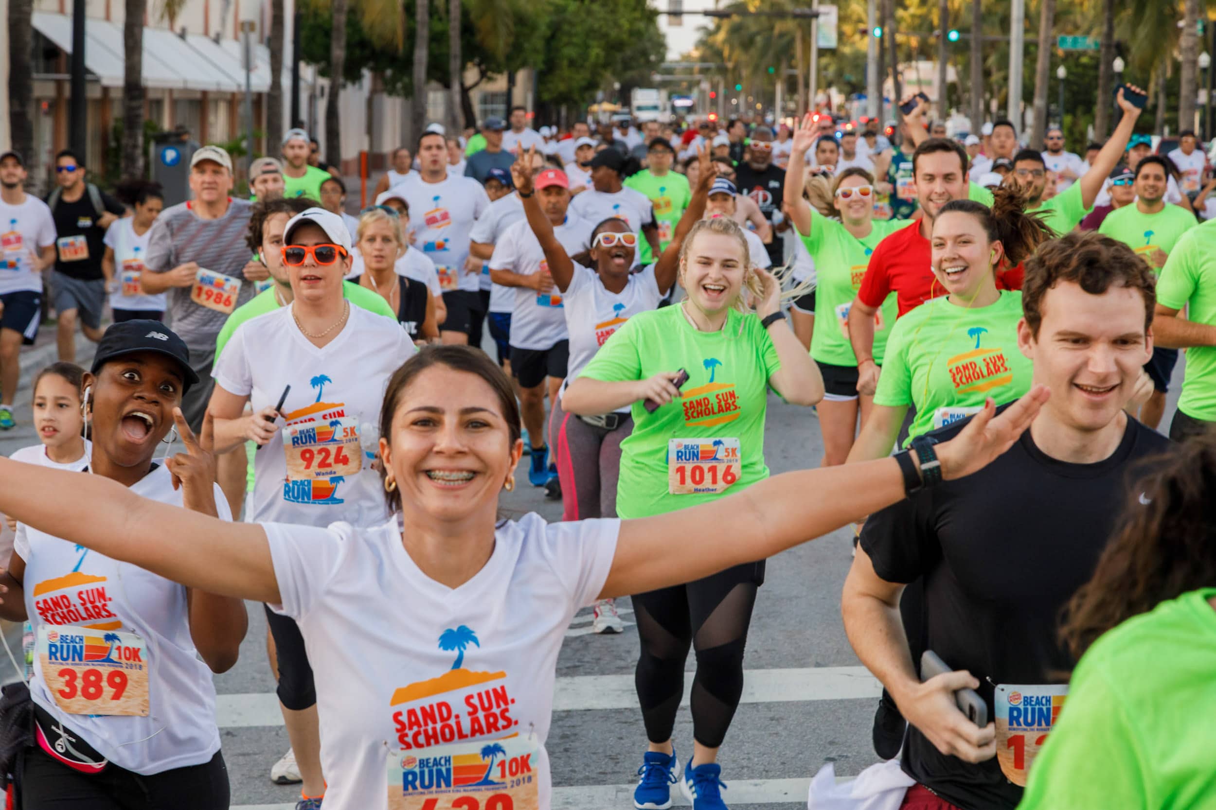 Burger King Corporate Run on Miami Beach - Dro Photo & Video Runners participating in a Burger King corporate run with thousands of attendees on Miami Beach