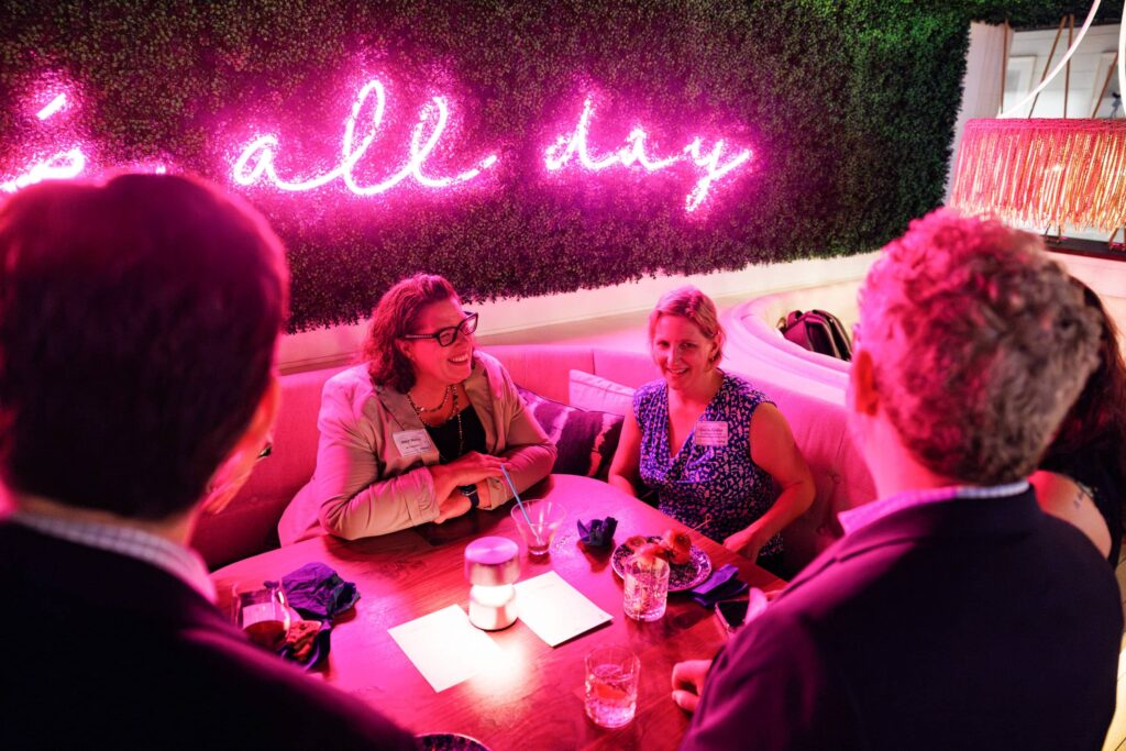 Lawyer Networking Happy Hour in Miami's Brickell neighborhood - Dro Photography & Video Corporate event photography of lawyers networking during a meetup and happy hour in Brickell, Miami